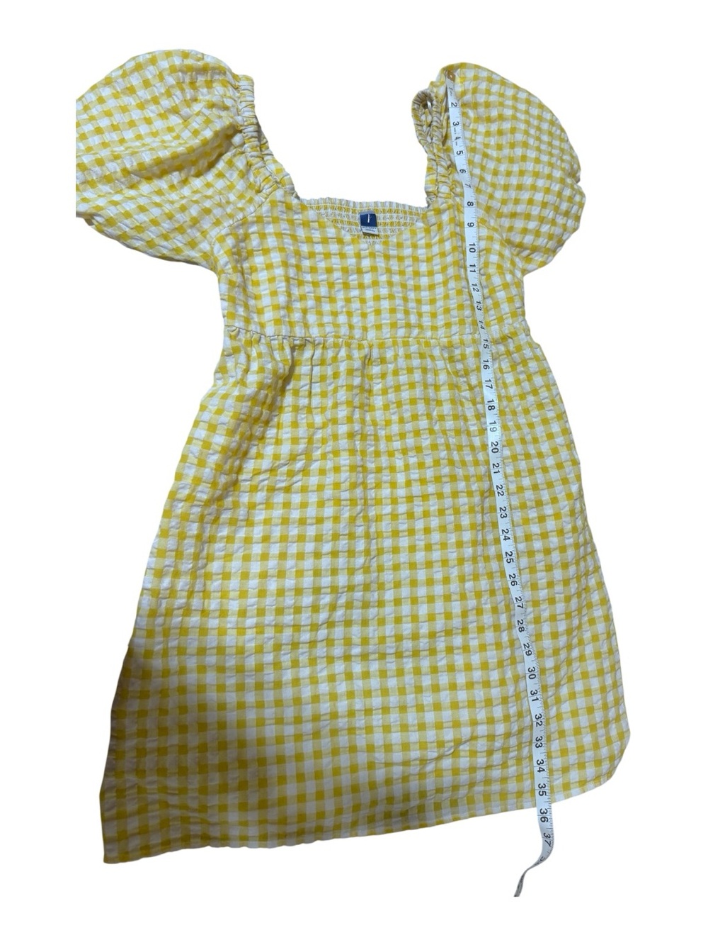 Old Navy Yellow Gingham Puff-Sleeve Mini Dress - Picture 3 of 6
